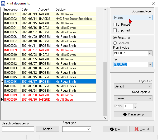 TurboCASH4 Print documents