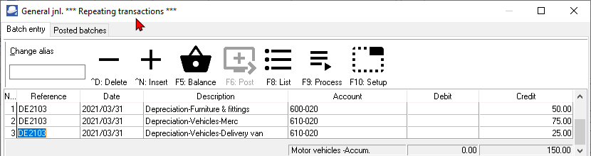 TurboCASH4 Enter Repeating transactions