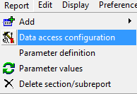 TurboCASH4 - Report designer database connections and datasets menu