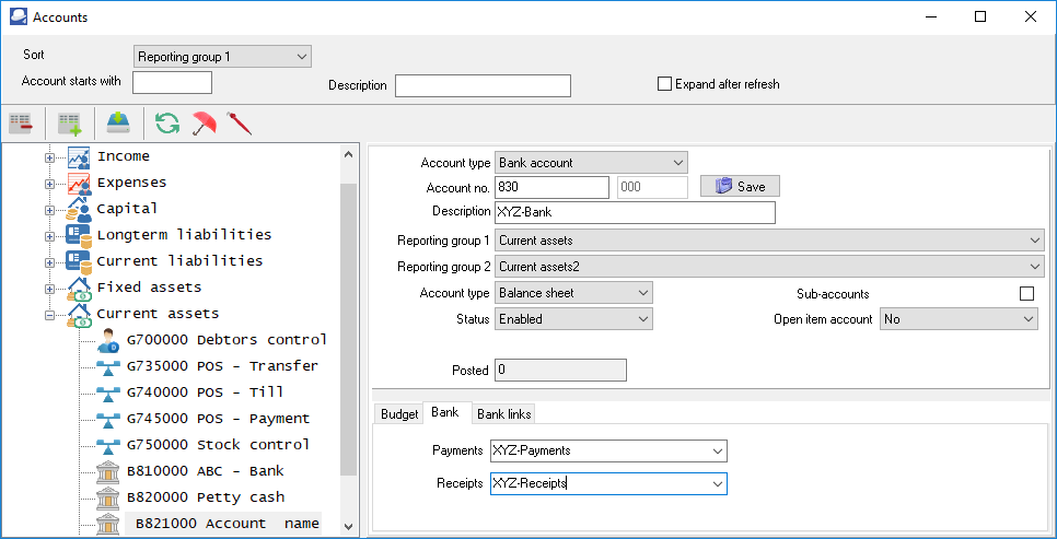 TurboCASH4 - Create or edit bank accounts