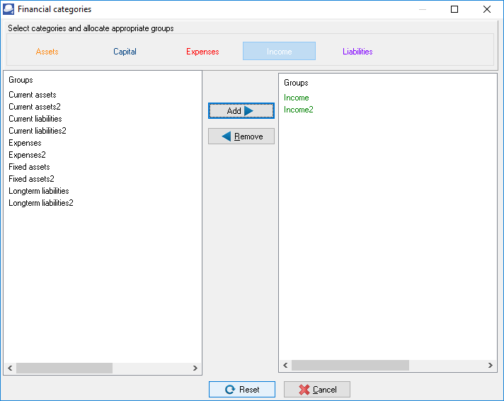TurboCASH4 - Link account groups to financial categories