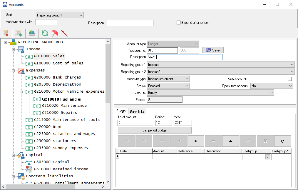 TurboCASH4 - Edit General ledger accounts