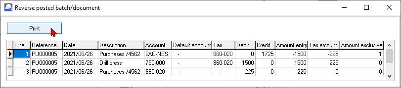 TurboCASH4 - Creditor account - Transactions tab - view transactions