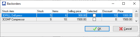 TurboCASH4 - Stock item - Backorders - Document entry