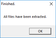 TurboCASH4 - Backup executable file extracted message