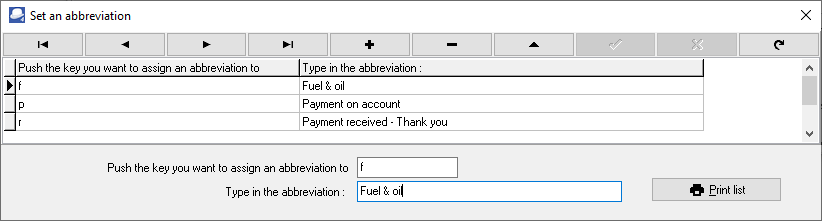 Batch entry abbreviations