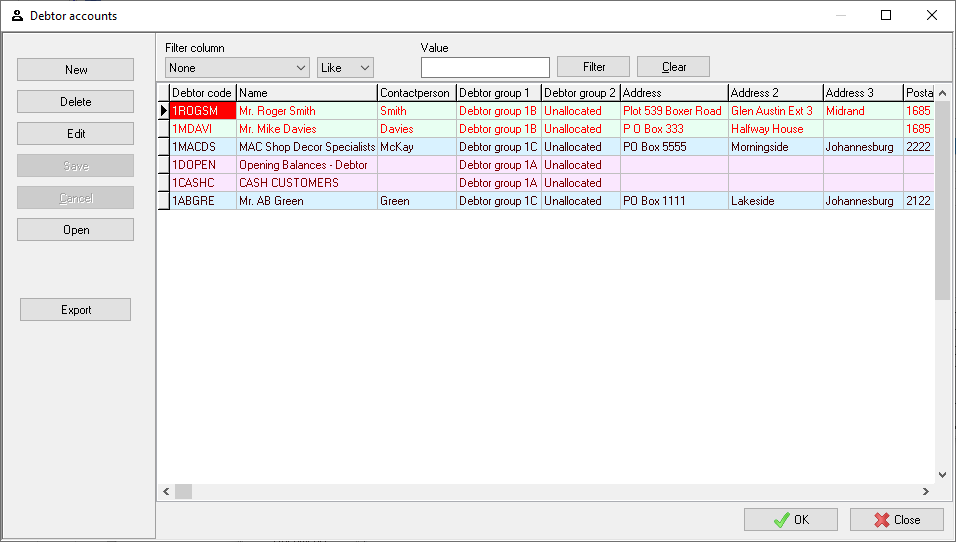 TurboCASH4 Batch entry select debtor account