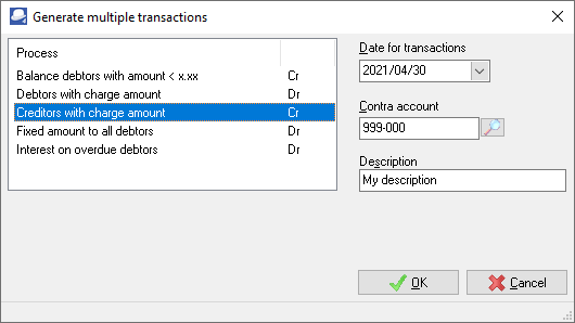 TurboCASH4 Multiple transactions - creditors with charge amount