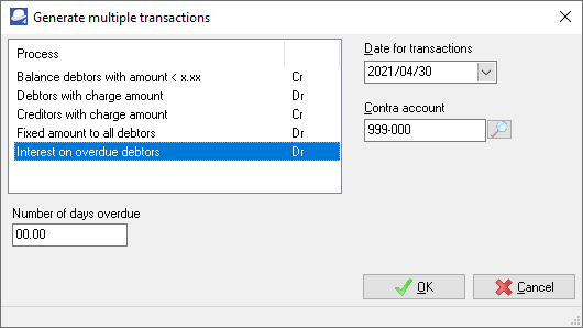TurboCASH4 Multiple transactions - Interest on overdue debtors