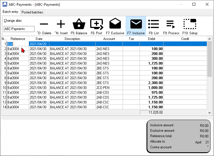 TurboCASH4 Creditor balances at date transactions