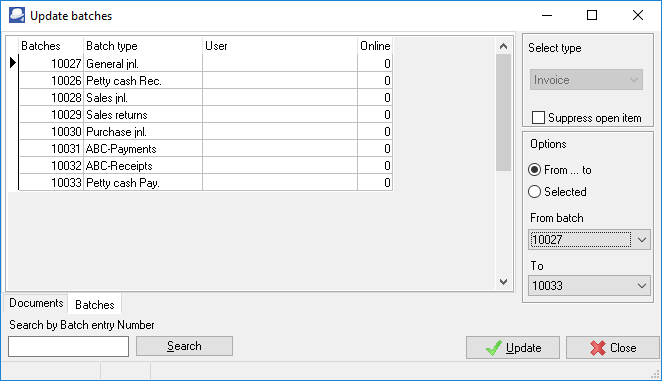 TurboCASH4 Update batches