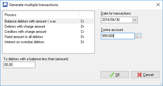TurboCASH4 Multiple transactions - debtors with amount less than specified amount