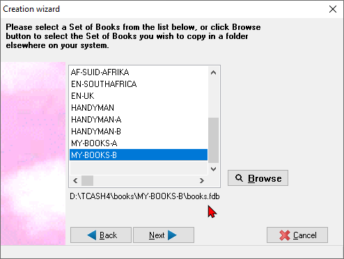 TurboCASH4 - Copy a Set of Books select books