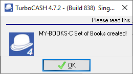 TurboCASH4 - Copy a Set of Books confirmed