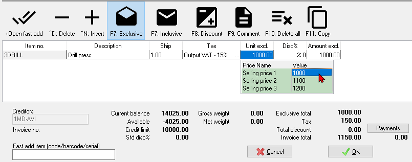 TurboCASH4 Document entry Exclusive of Tax - VAT, GST, Sales tax