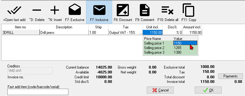 TurboCASH4 Document entry Inclusive of Tax - VAT, GST, Sales tax