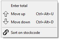 TurboCASH4 Document entry context-menu