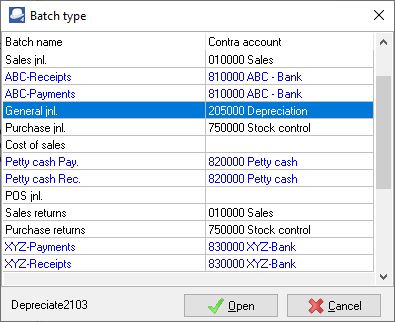 TurboCASH4 Select Repeating transaction batch type