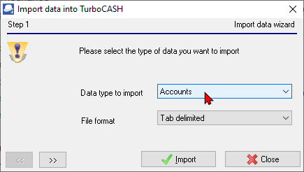 TurboCASH4 - Import ledger accounts