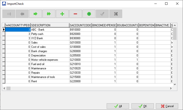 TurboCASH4 - Import ledger accounts - ImportCheck