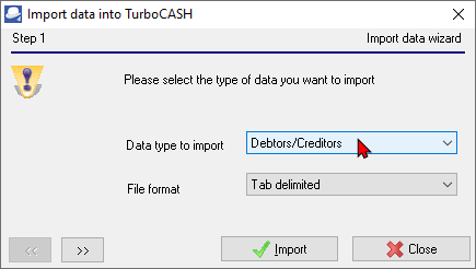TurboCASH4 - Import creditor accounts