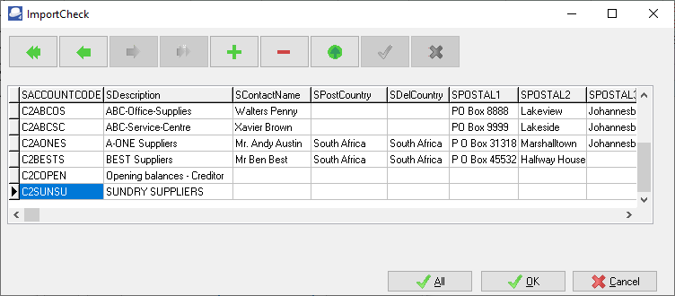 TurboCASH4 - Import creditor accounts - ImportCheck