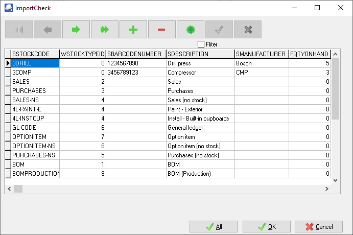 TurboCASH4 - Import stock items - Stock check