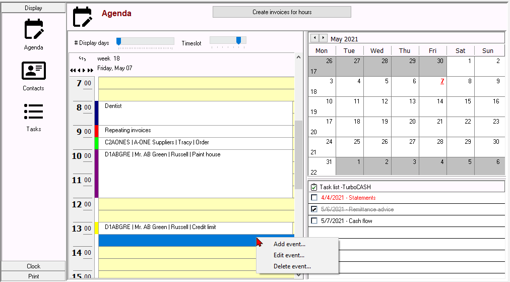 TurboCASH4 Calendar / Planner