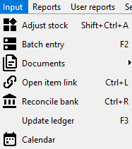 TurboCASH4 - Input menu