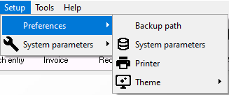 TurboCASH4 Setup - Preferences menu