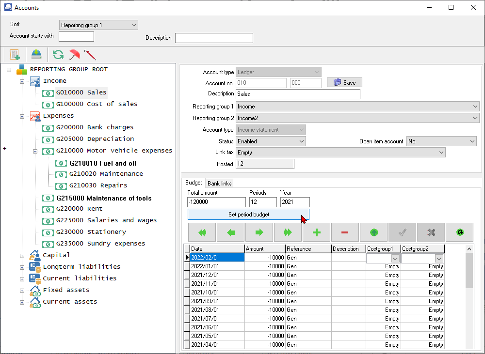 TurboCASH4 Enter budget