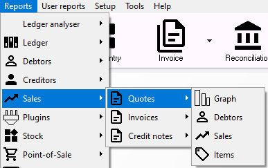 TurboCASH4 - Sales reports menu