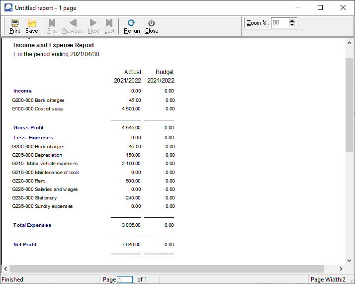 TurboCASH4 Report writer printed