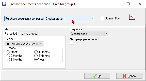 TurboCASH4 - Purchase documents per period report options