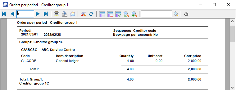 TurboCASH4 - Orders per period report printed