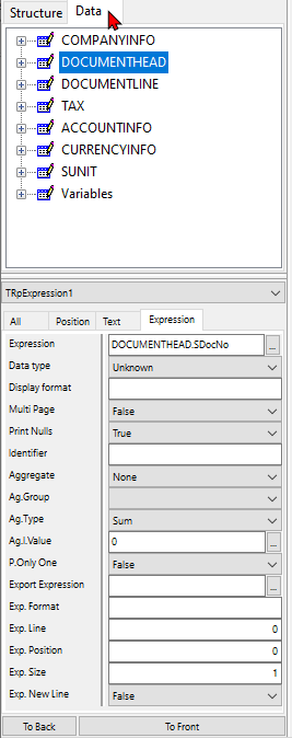 Report designer data objects - TurboCASH4