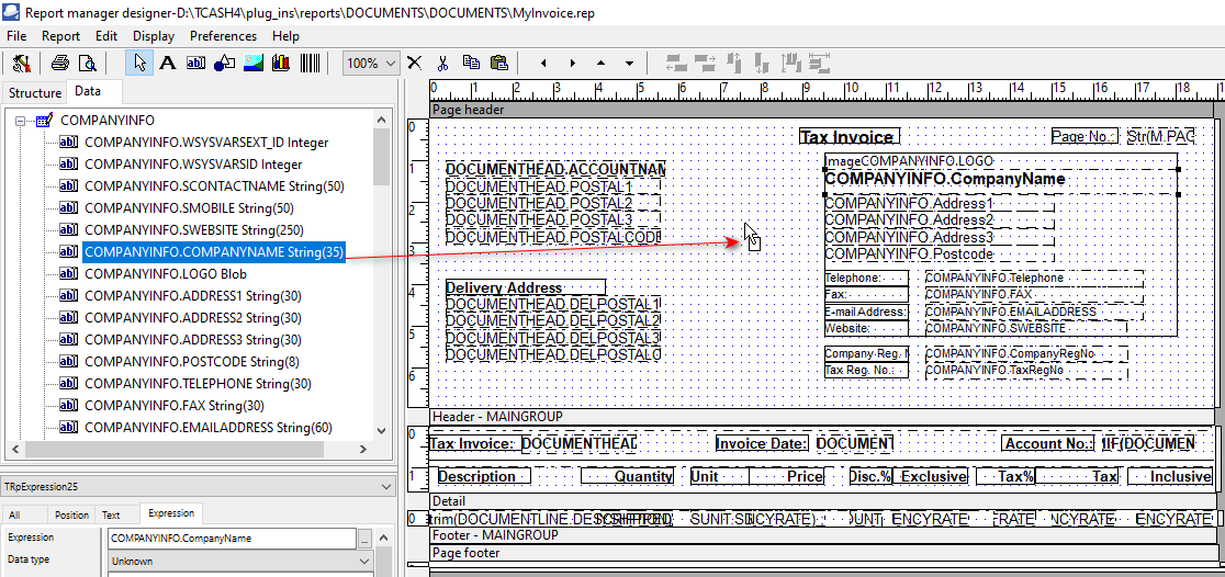 TurboCASH4 - Report designer expressions