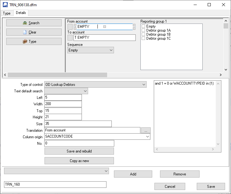 TurboCASH4 - Report designer parameters design