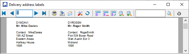 TurboCASH4 Printed delivery address label for debtors (customers)