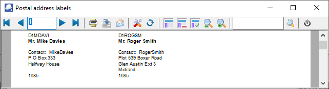 TurboCASH4 Printed postal address label for debtors (customers)