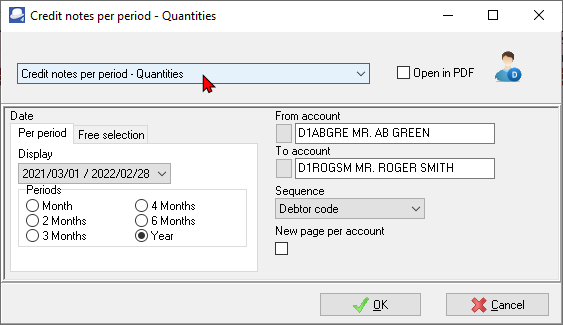 TurboCASH4 - Credit notes per period report options
