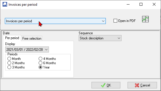 TurboCASH4 - Invoices per period report options