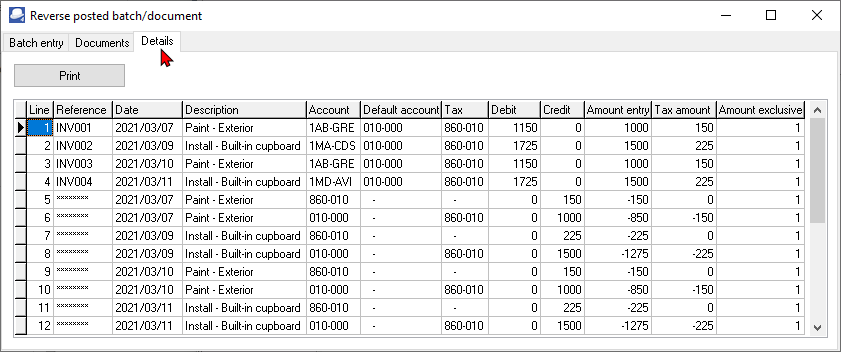 TurboCASH4 Recerse or Cancel posted batches details