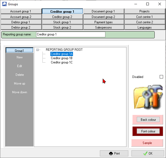 TurboCASH4 - Creditor reporting groups