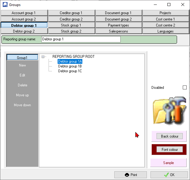 TurboCASH4 - Debtor reporting groups