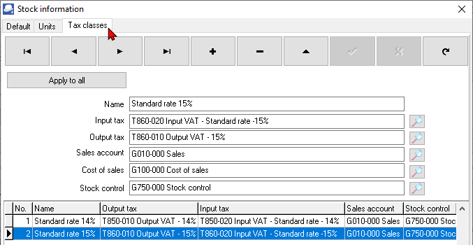 TurboCASH4 - Stock information tax classes