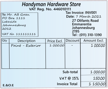 TurboCASH4 Sales invoice source document