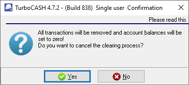 TurboCASH4 - Clear / Reset Books confirmation 3